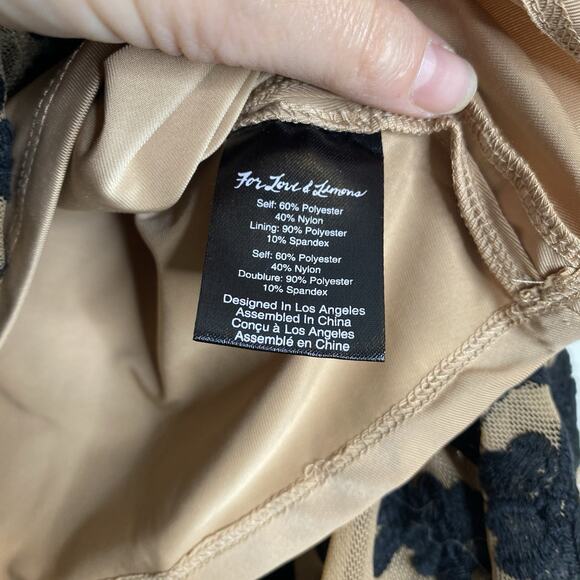 FOR LOVE & LEMONS Temecula mesh floral embroidered midi skirt Black/ Tan XS - Picture 4 of 7